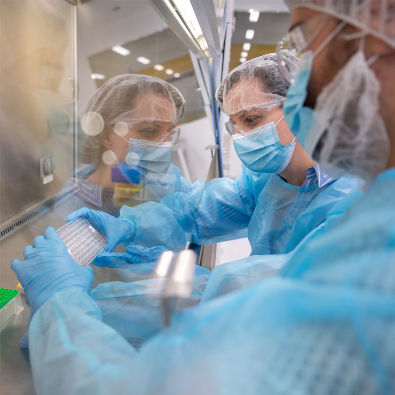 scientists working in clean room